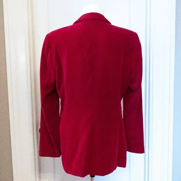Vintage Escada Black Label Red Velvet Blazer - Picture 2 of 13